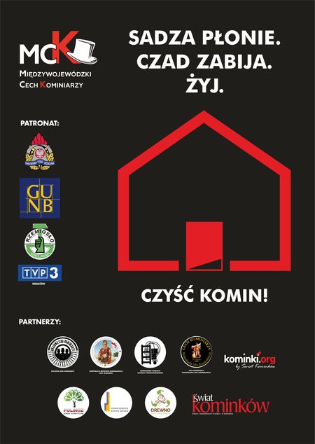 Plakat informacyjny: Sadza płonie. Czad zabija. Żyj. Plakat informacyjny: Sadza płonie. Czad zabija. Żyj.